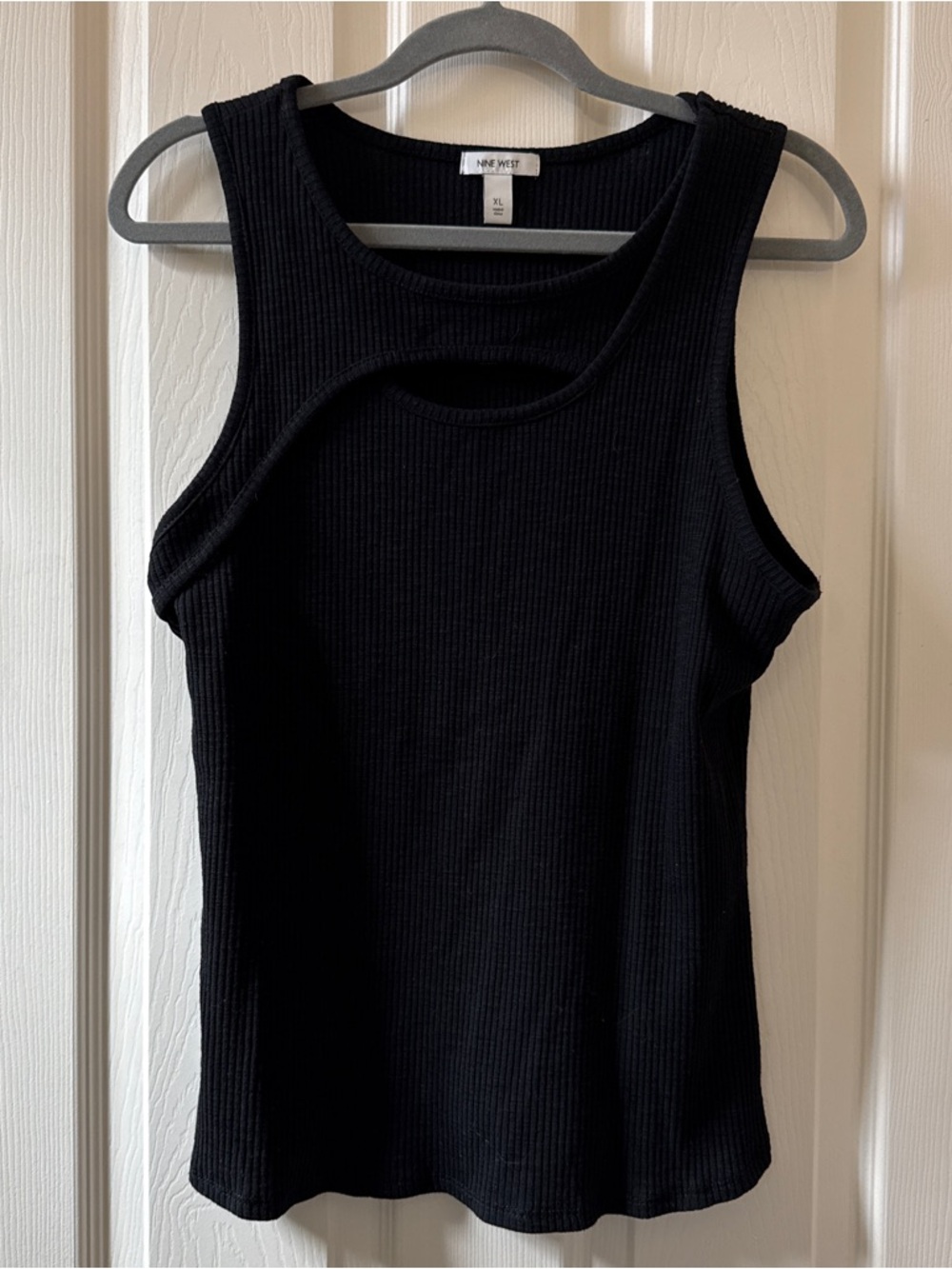 Nine West | Black Ribbed Tank with Asymmetric Cutout | Women’s XL